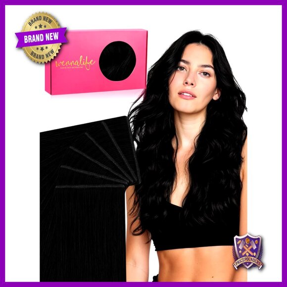 18 Inch Real Human Hair Extensions, 20 Piece Tape-In Set, Seamless main image 6